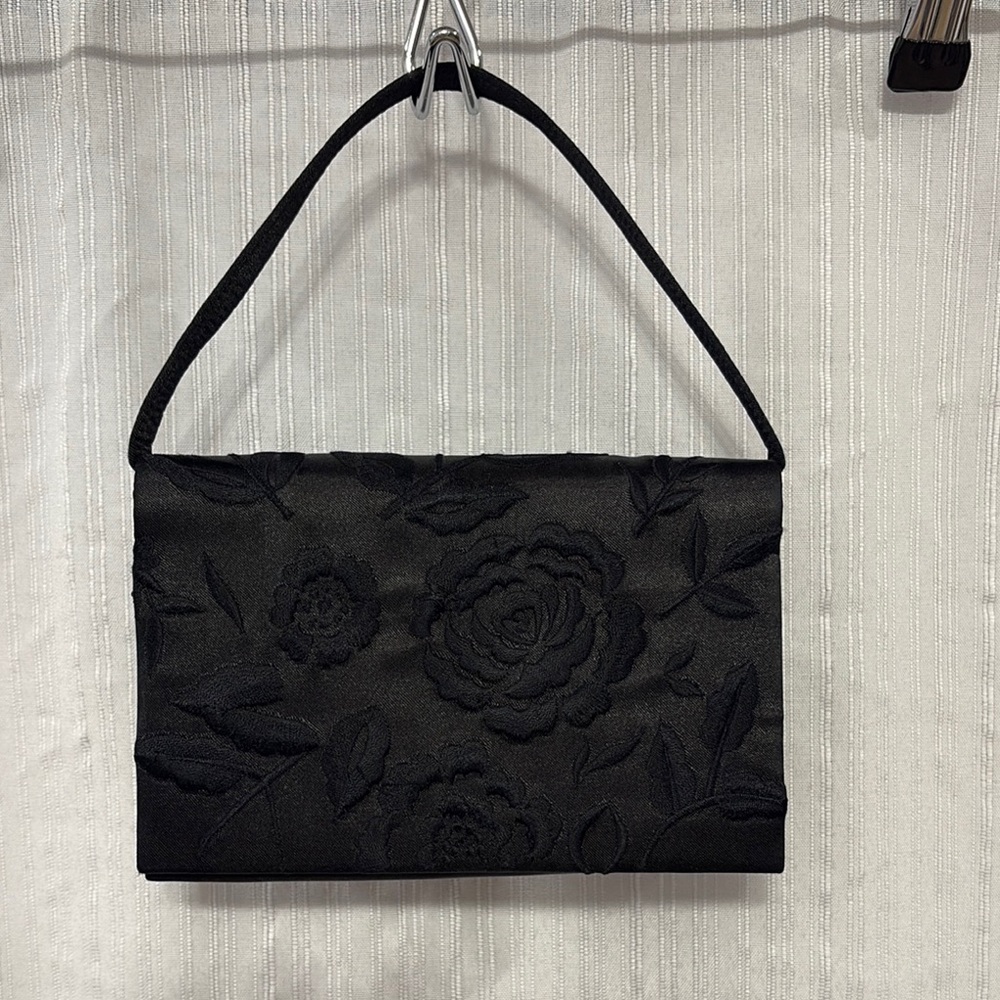 Y2K Black Floral Embroidered Evening Bag